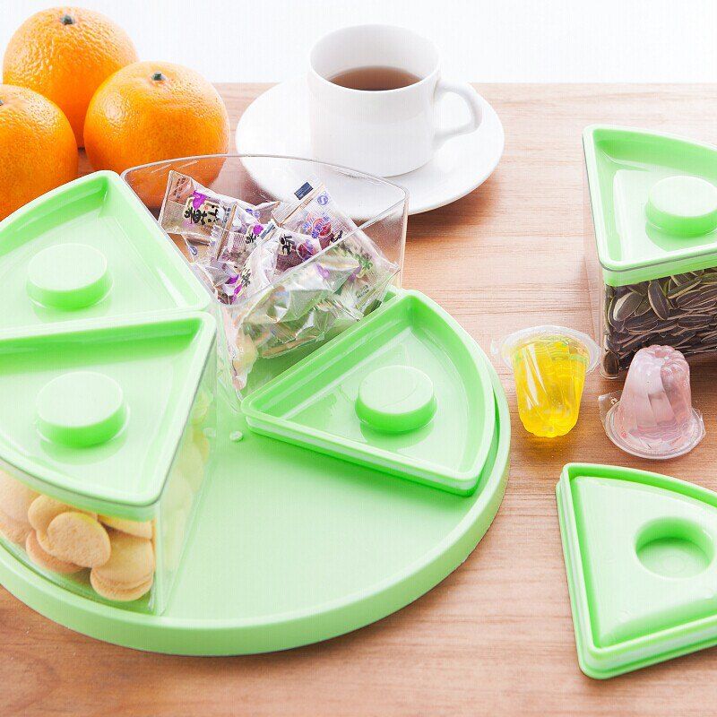 

Modern Living Room with Lid Moisture Snacks Dried Fruit Plate Five Sealed, Green