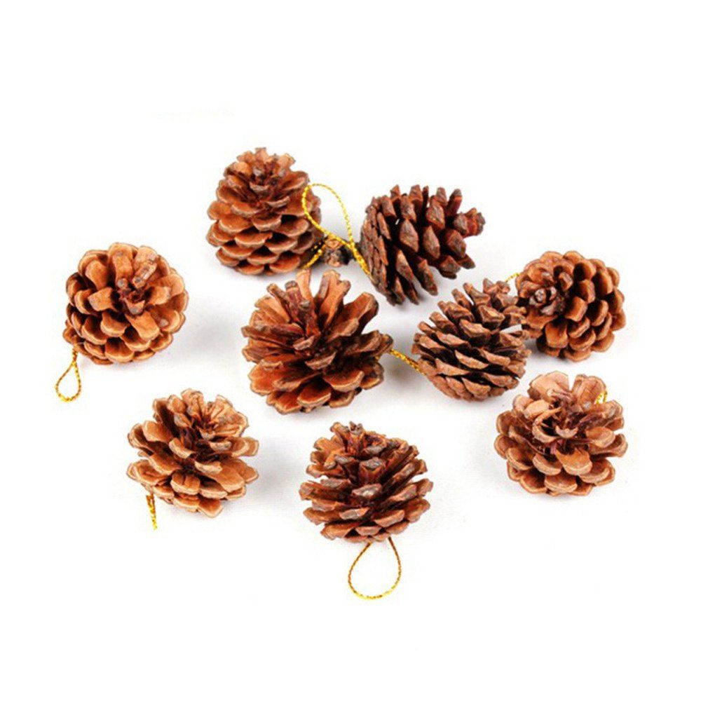 

9PCS Christmas Tree Pine Cones Pendants Xmas New Year Holiday Party Decoration, Brown