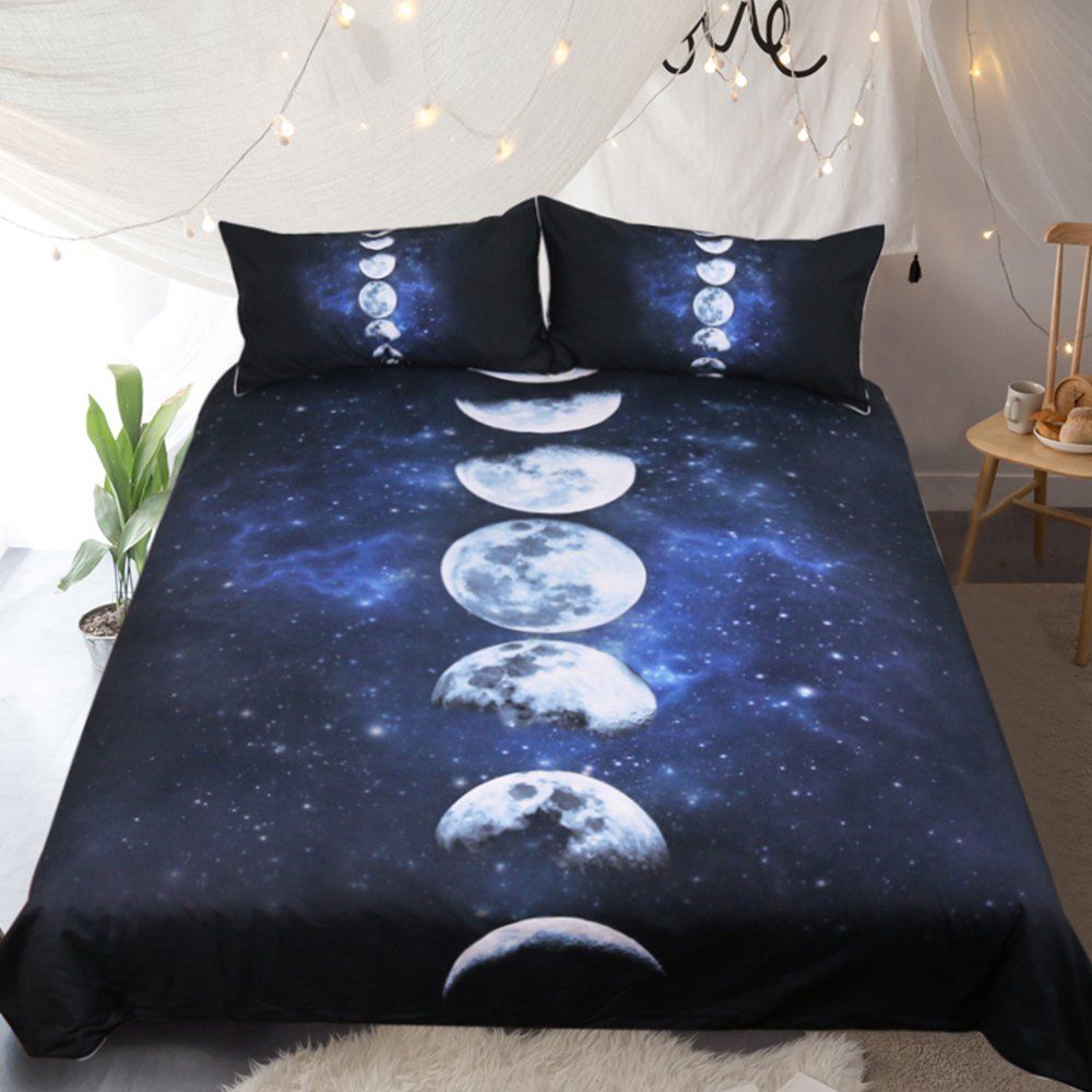 

Moon Eclipse Changing Bedding Duvet Cover Set Digital Print 3pcs, Multi