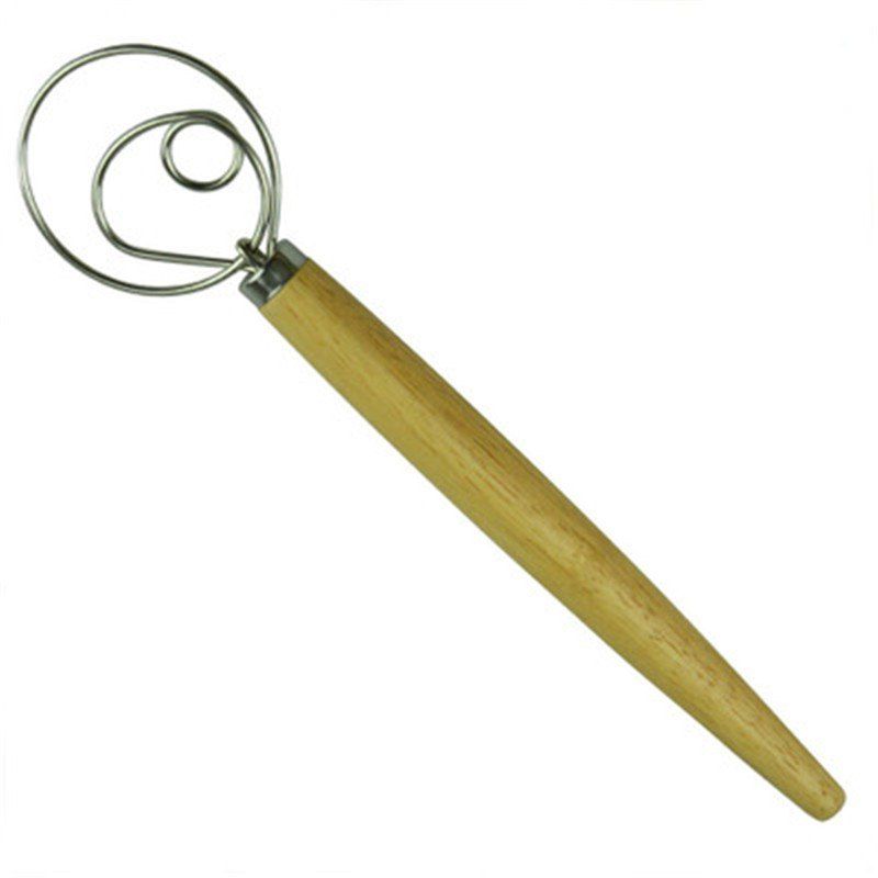 

Oak Handle Flour Coil Mixer Egg Maker Flour Stick Kitchen Baking Tool, Transparent