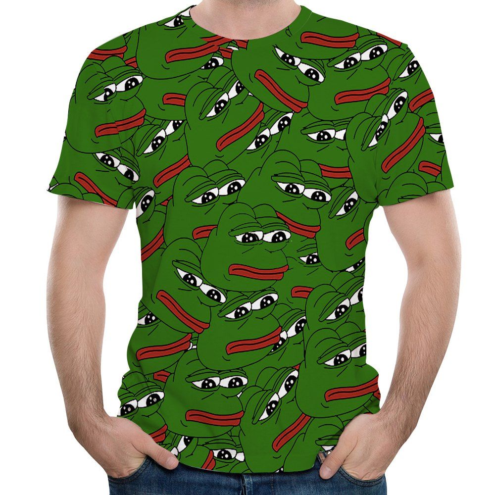 

Summer Fashion Frog Figure Print Men's Short Sleeve Crew Neck T-shirt, Jungle green