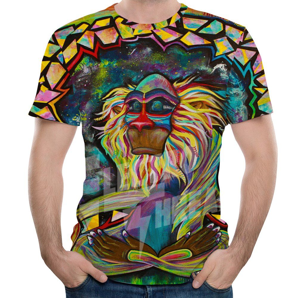 

Summer Fashion Doodle Rasta Monkey 3D Print Men's Short-Sleeve T-shirt, Multi-l