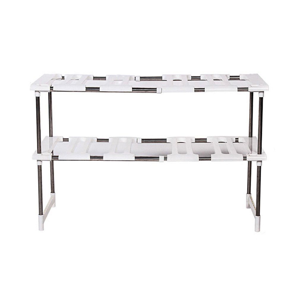 

Kitchen Multifunctional Retractable Sink Storage Rack, White