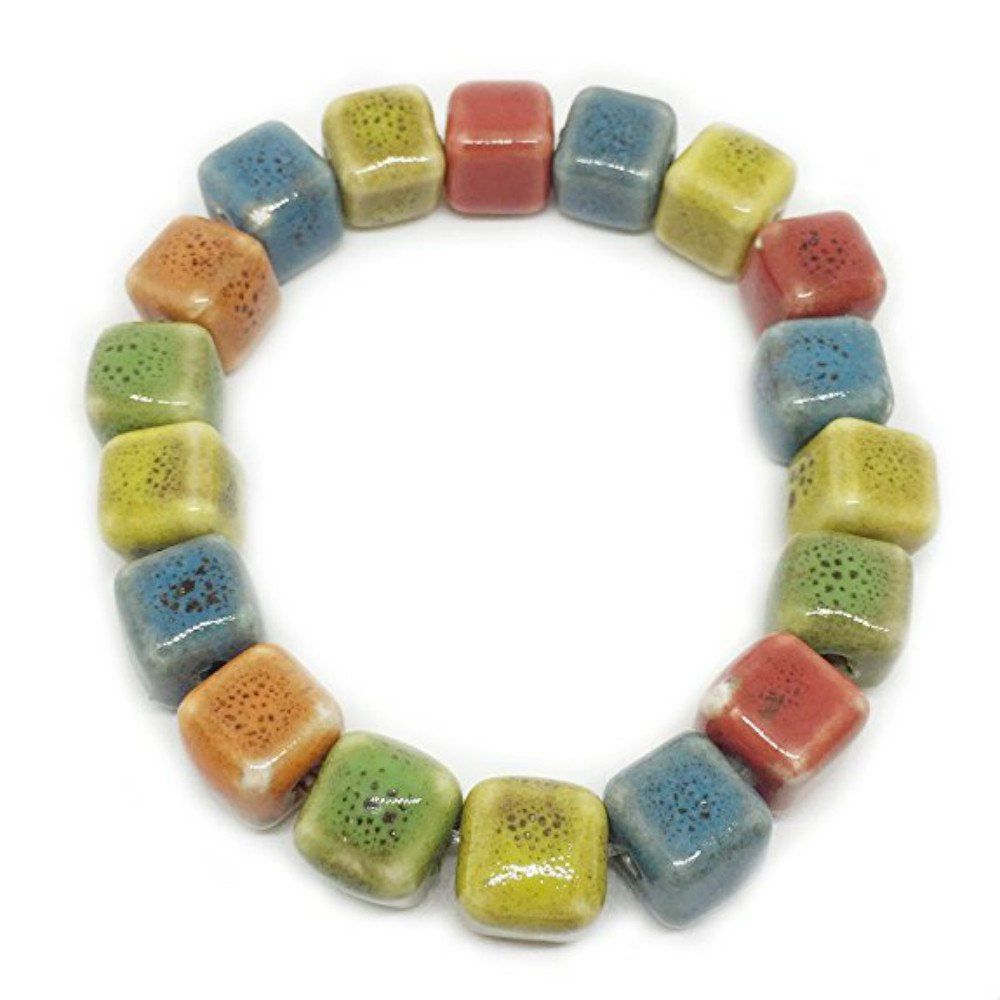 

Hand-Woven Ceramic Bracelet, Multi-b