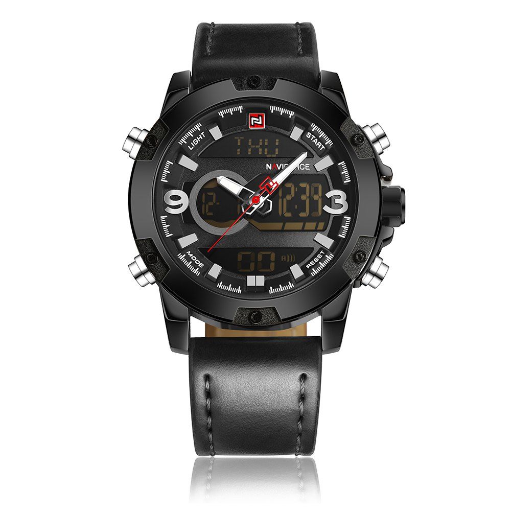 

Naviforce9097Men's Dual Display Luminous Multifunctional Waterproof Sports Watch, Black