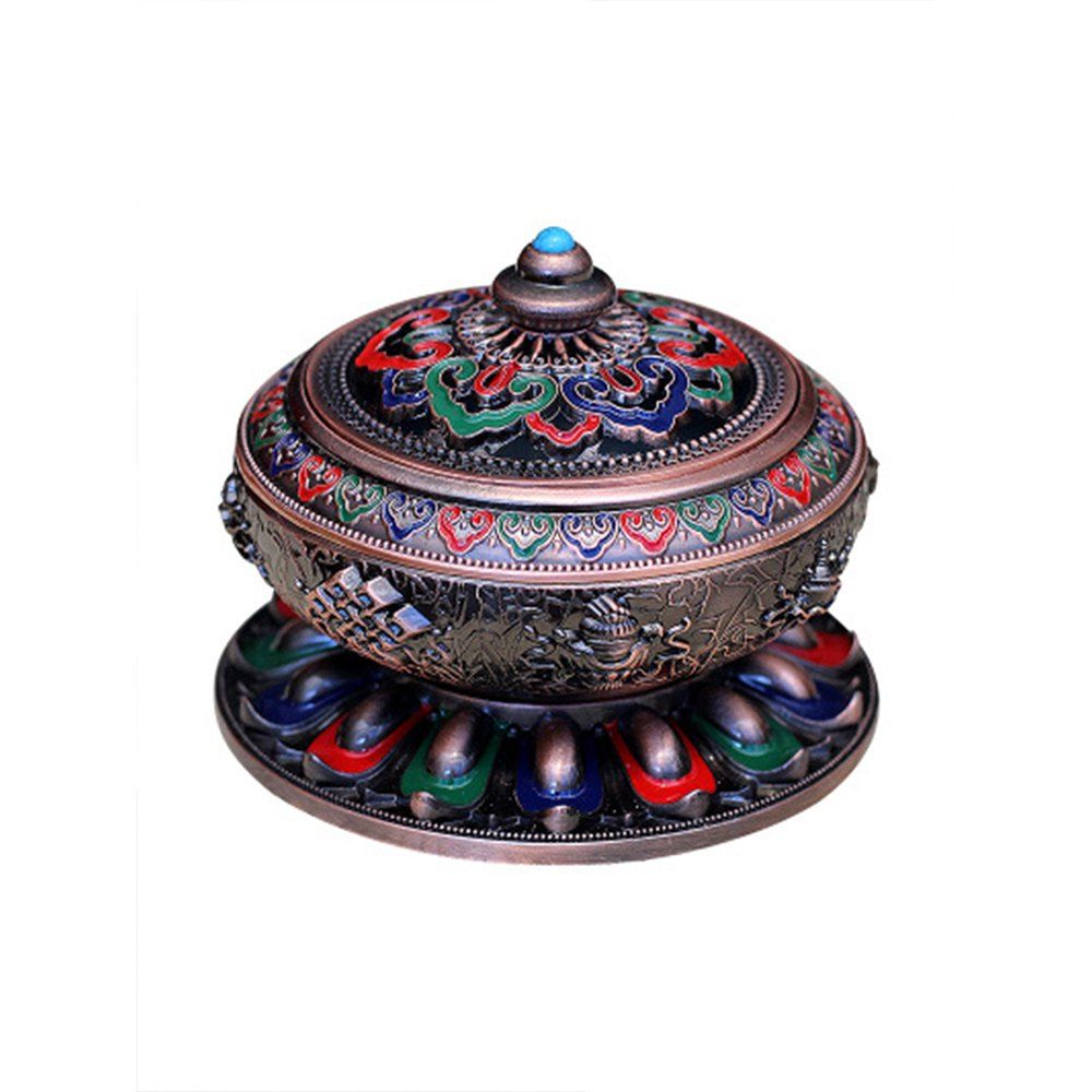 

Color Relief Enamel Painted Copper Alloy Antique Incense Burner