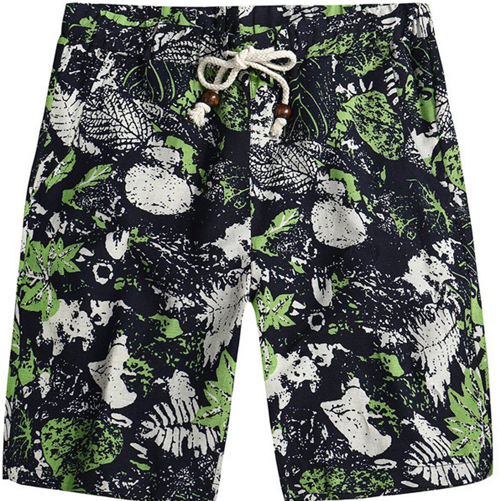 

Men Beach Flower Printed Loose Shorts, Multi-c