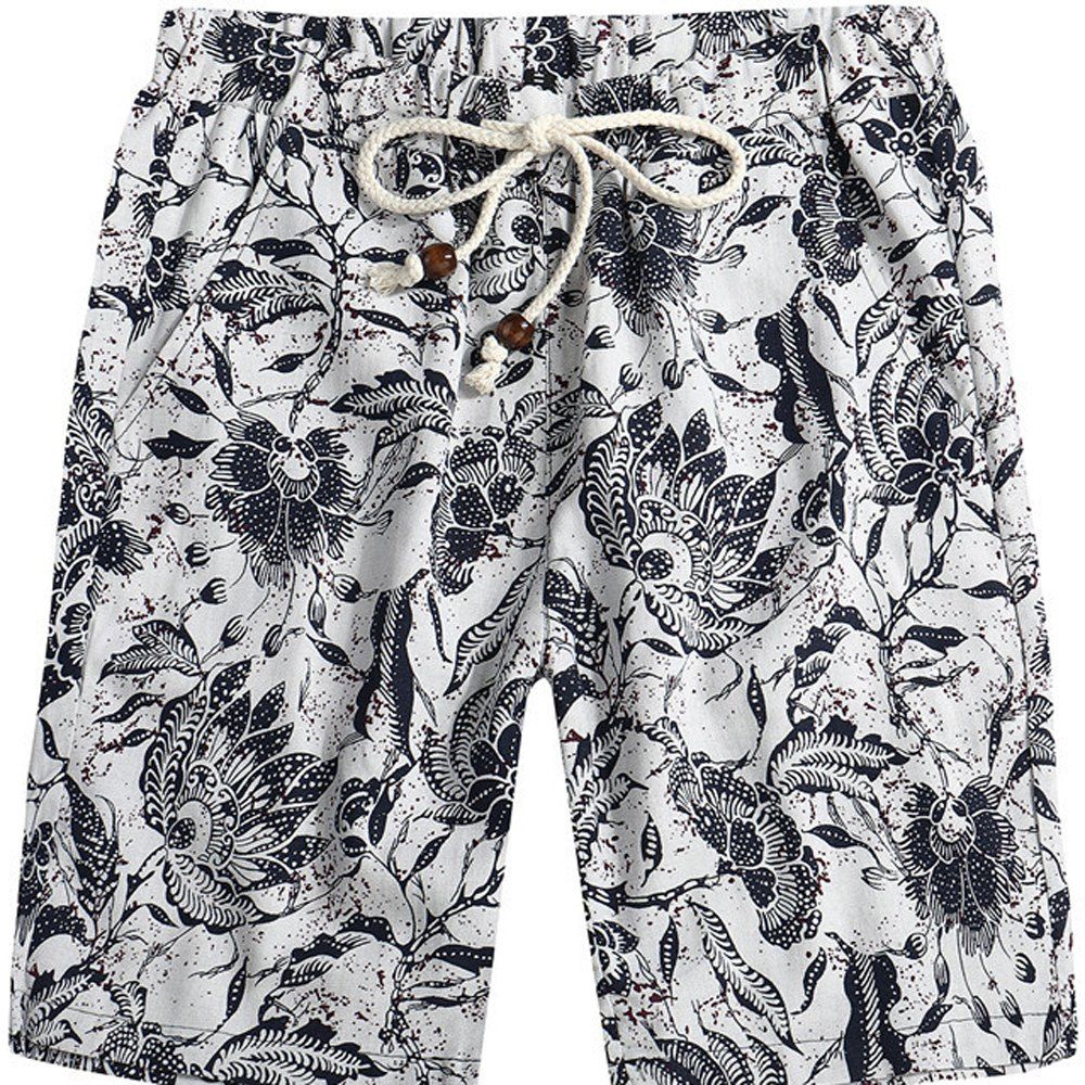 

Men Beach Flower Printed Loose Shorts, Multi-e