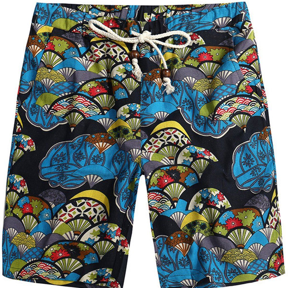 

Men Beach Flower Printed Loose Shorts, Multi-g