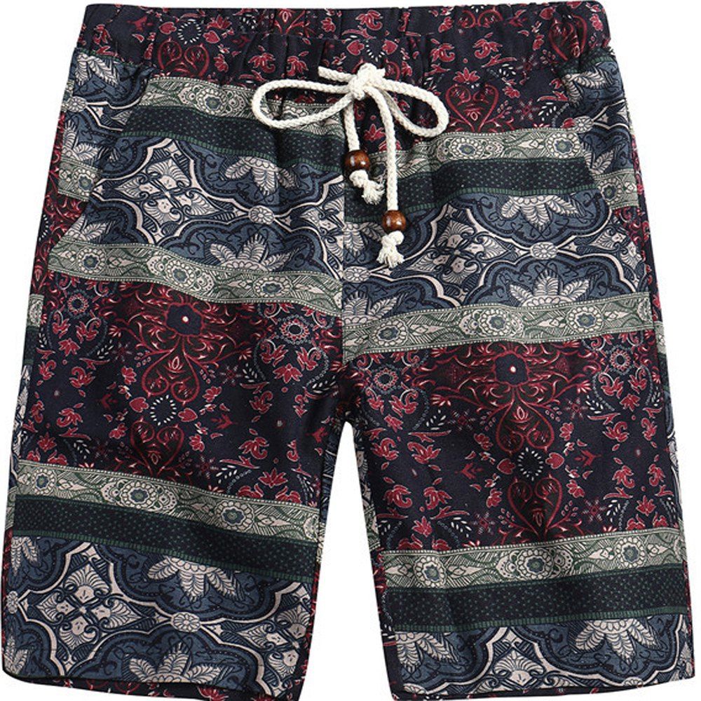 

Men Beach Flower Printed Loose Shorts, Multi-h