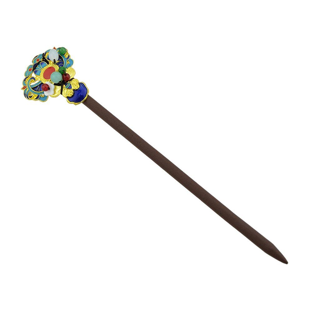 

Long Wood Colorful Enamel Beads Flower Hair Sticks, Multi