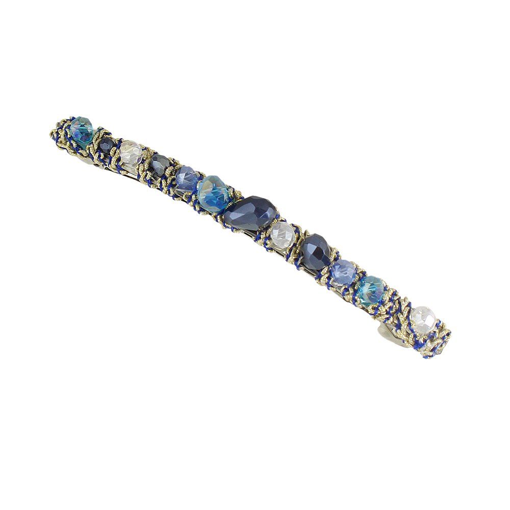 

Blue Green Red Colorful Beads Barrettes Luxury Hair Clip, Royal blue
