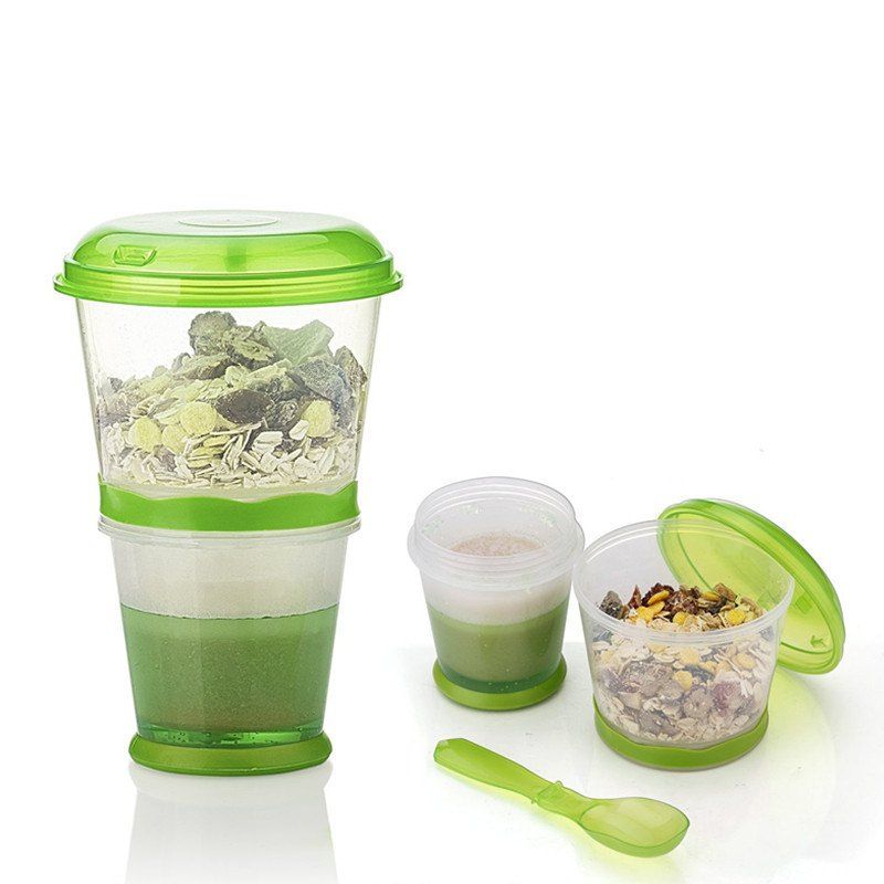 

Breakfast Drink Cups Portable Yogurt and Cereal To-Go Container Cup, Green apple
