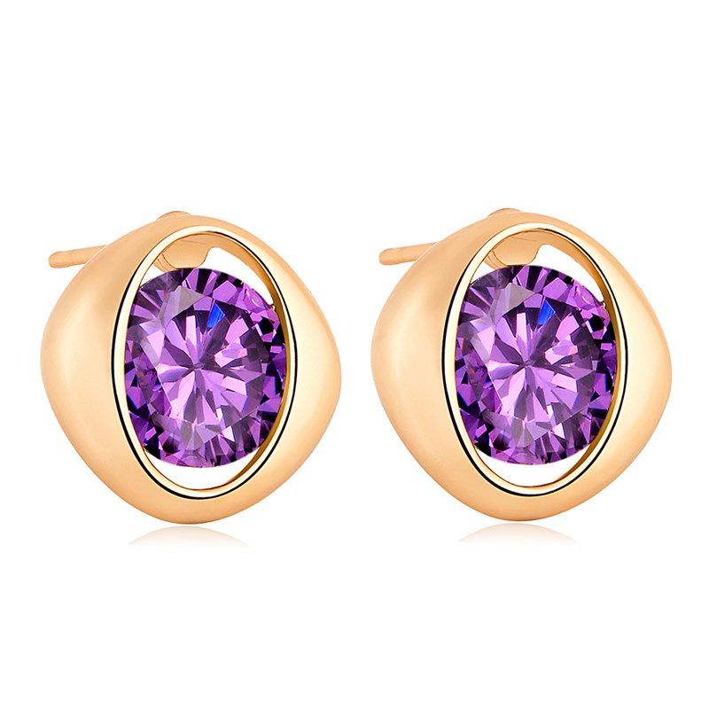 

Simple and Exquisite Character Zircon Earrings ERZ0233, Purple