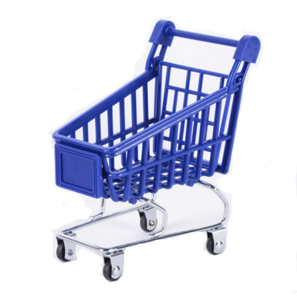 

Office Storage Basket Mini Shopping Cart Plastic, Blue