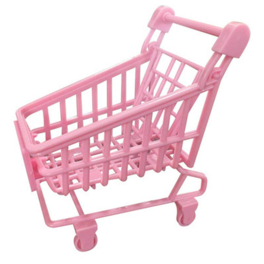 

Office Storage Basket Mini Shopping Cart Plastic, Pink