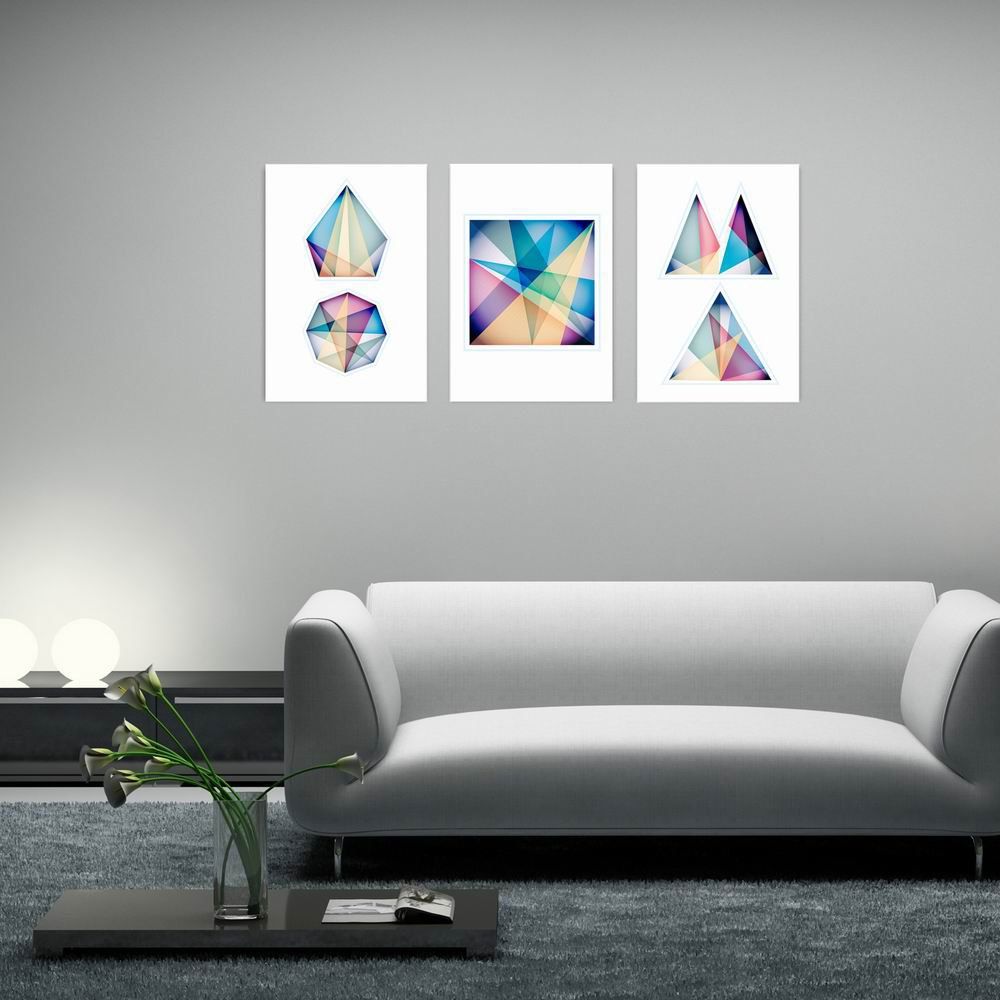 

W166 Geometry Unframed Art Wall Canvas Prints for Home Decorations 3 PCS, Multi-a