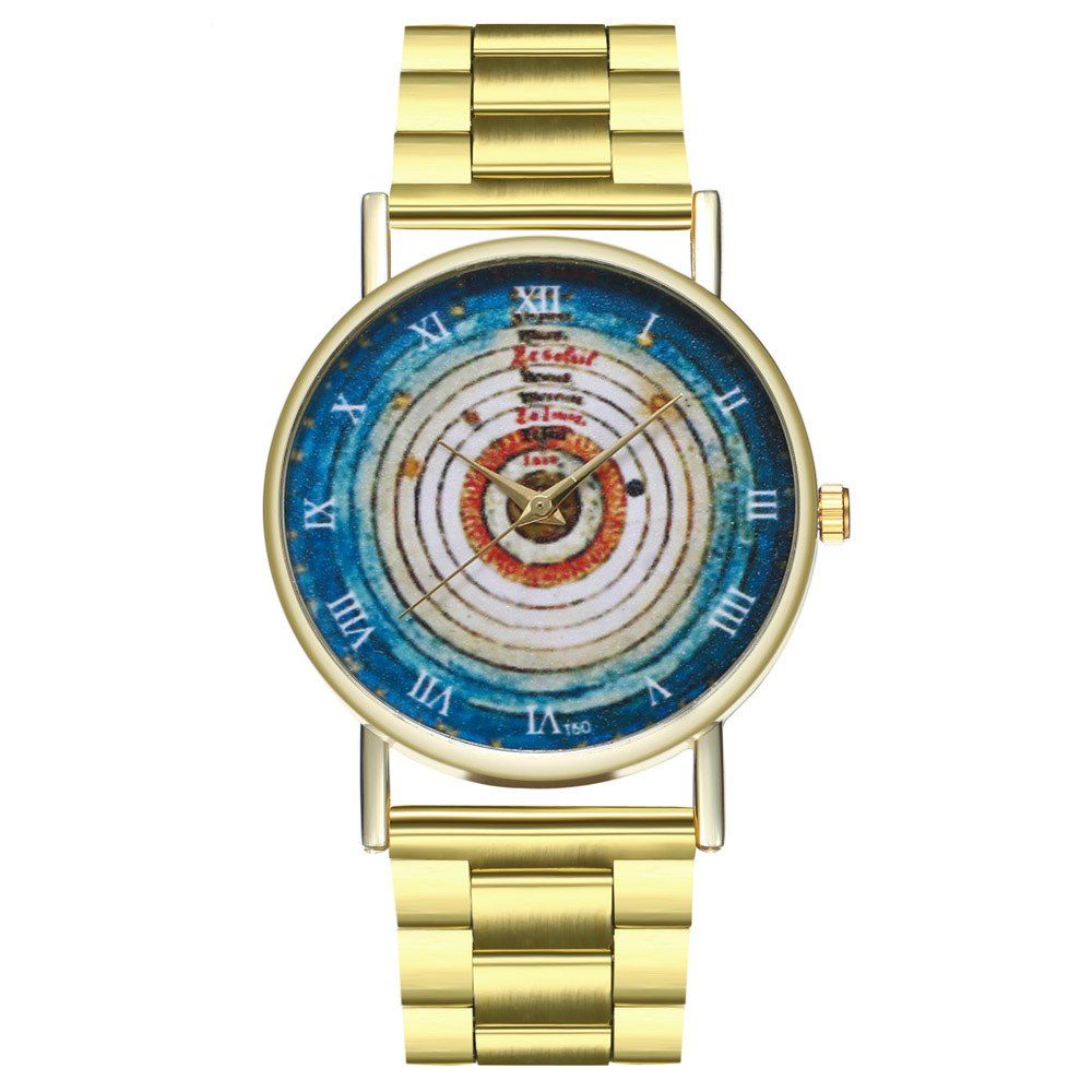 

ZhouLianFa Annual Rings Solar System Illustration Astronomy Space Dress Watch, Gold