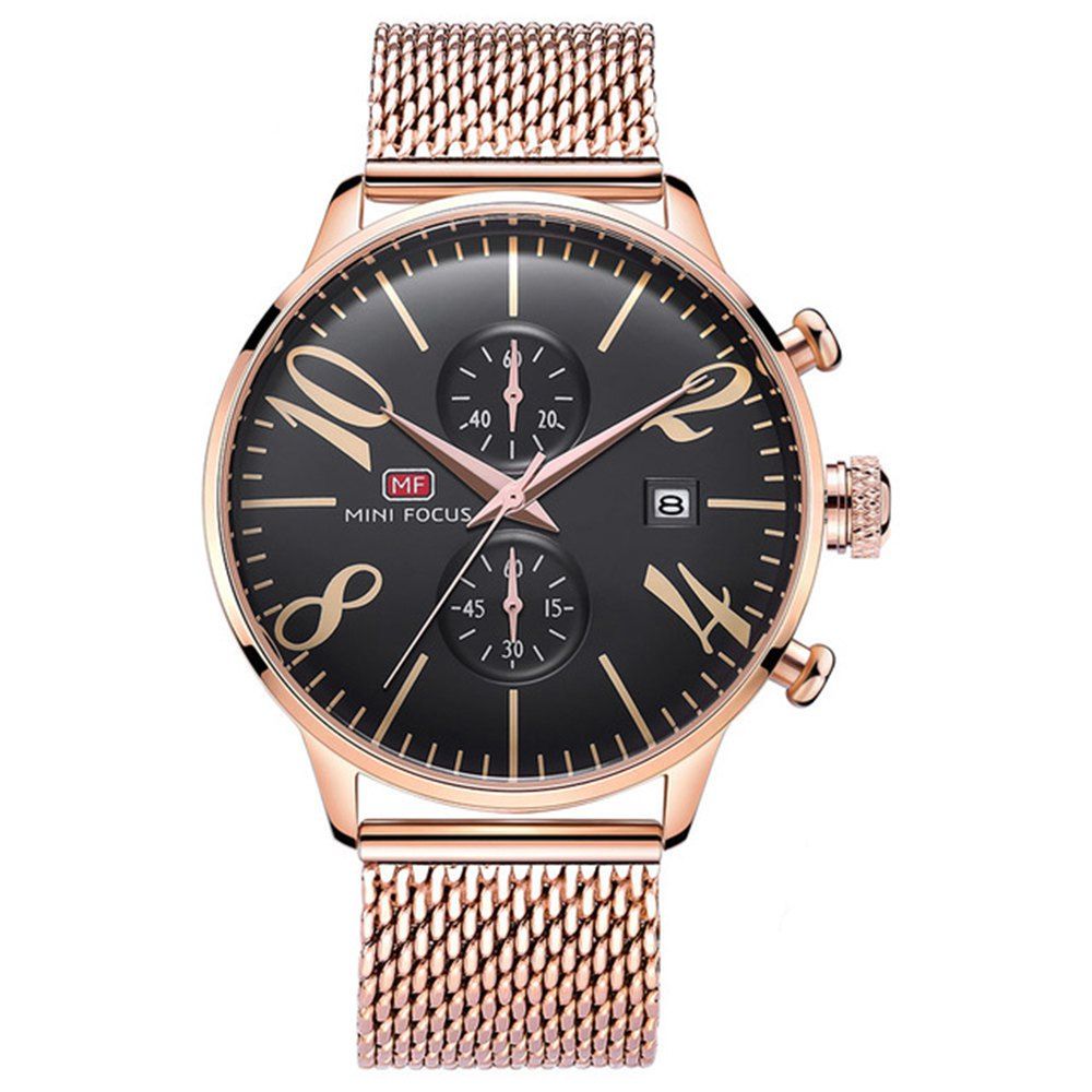 

MINIFOCUS Men Luxury Famous Male Quartz Wrist Watch, Rose gold