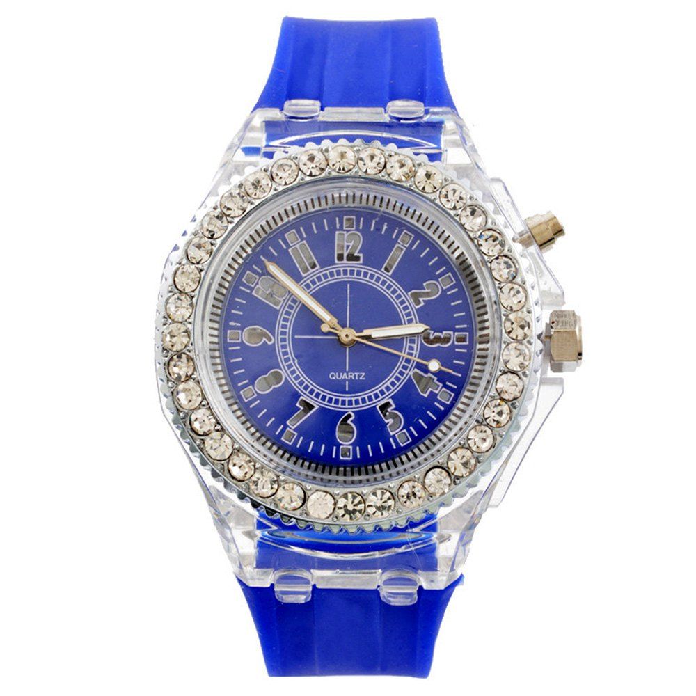 

Genev Unique Creativ Sparkle Noctilucent Luminous Simulated Diamond Watch, Day sky blue