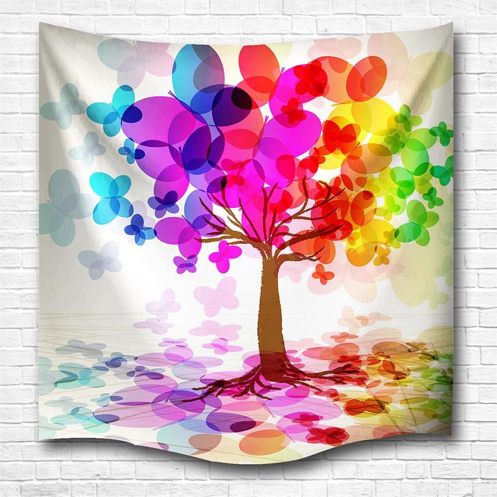 

Colorful Tree 3D Printing Home Wall Hanging Tapestry for Decoration, Multi-a