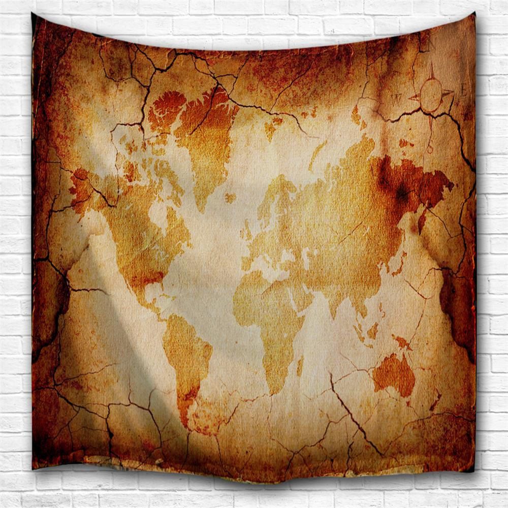 

Retro Map 3D Printing Home Wall Hanging Tapestry for Decoration, Multi-a