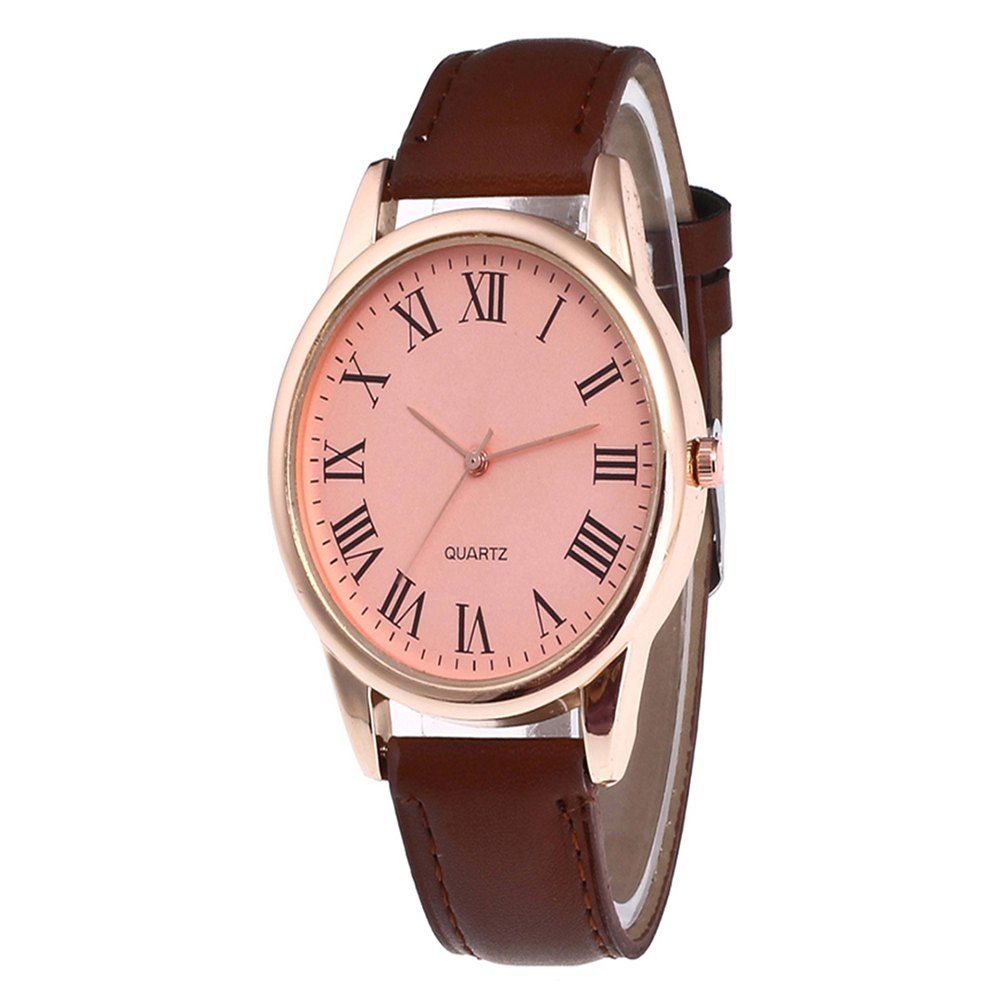 

Men Watch with Solid Color Dial, Coffee