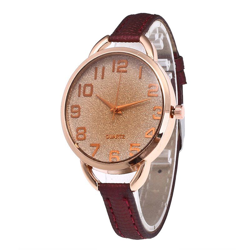 

Simple Digital Scale Quartz Watch, Red wine