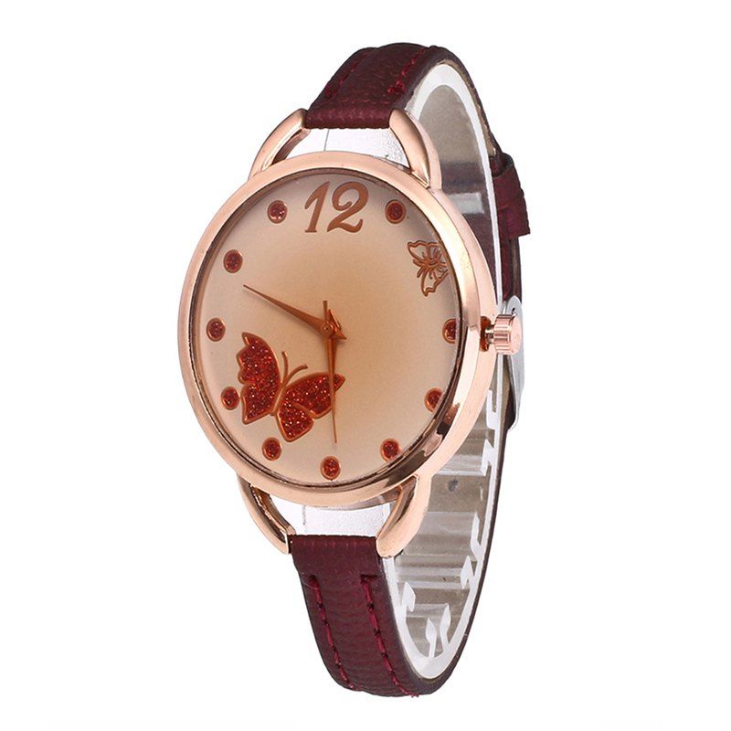 

Butterfly Tea Women Quartz Watch, Red wine