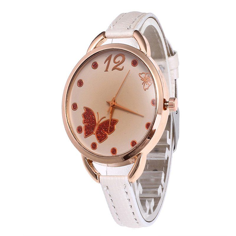 

Butterfly Tea Women Quartz Watch, White