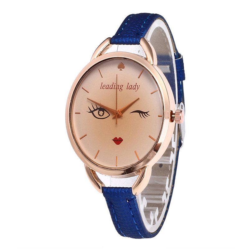 

Big Eyes Red Lipstick Women Quartz Watch, Royal blue