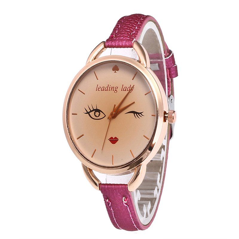 

Big Eyes Red Lipstick Women Quartz Watch, Rose red