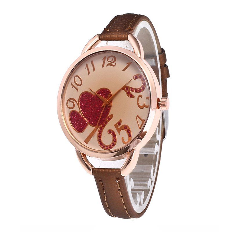 

Red Heart Women Quartz Watch, Coffee