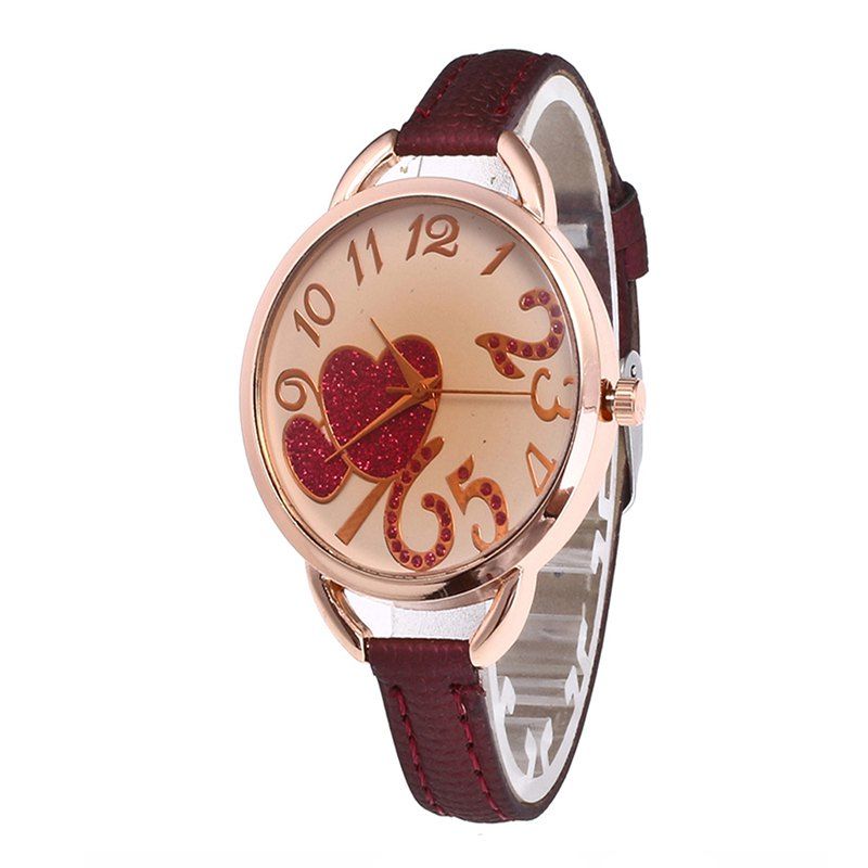 

Red Heart Women Quartz Watch, Red wine