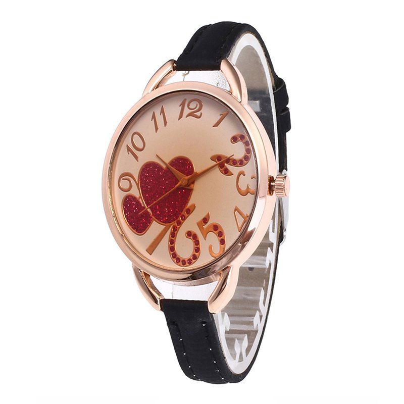 

Red Heart Women Quartz Watch, Black