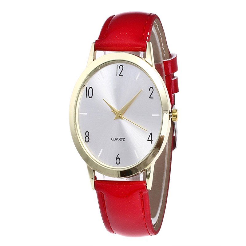 

Fashionable Leather Quartz Watch, Red