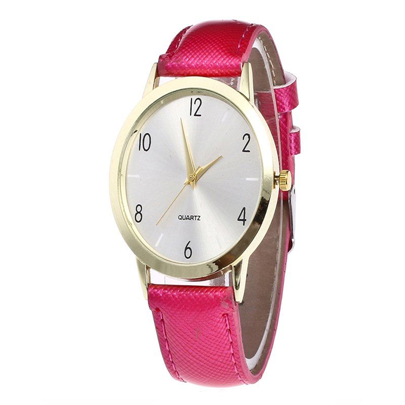 

Fashionable Leather Quartz Watch, Rose red