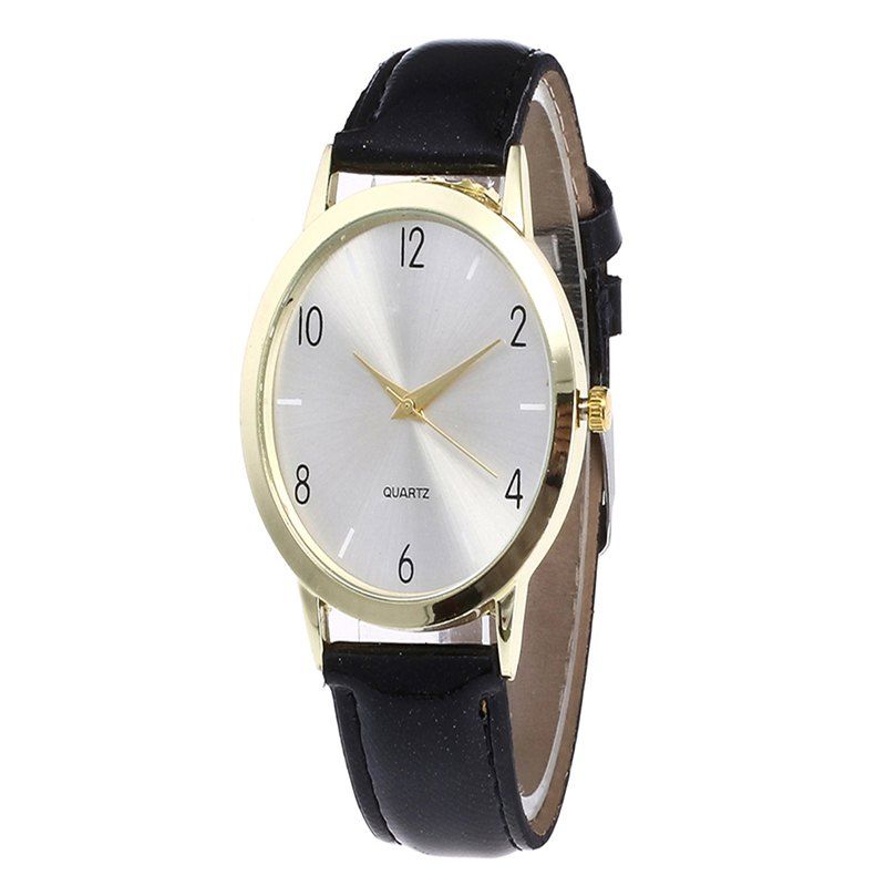 

Fashionable Leather Quartz Watch, Black