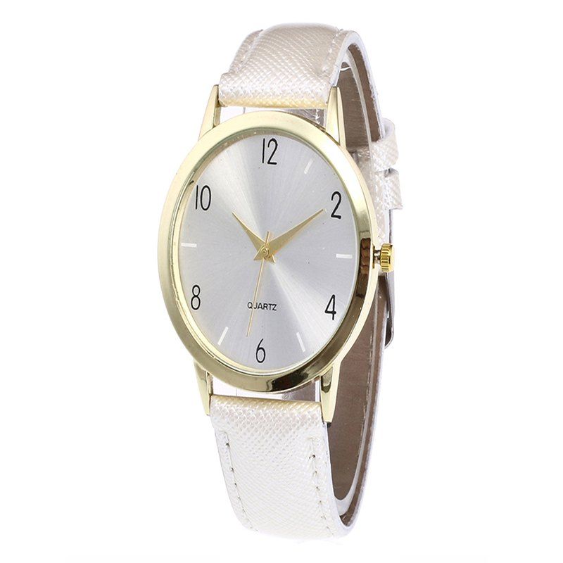 

Fashionable Leather Quartz Watch, White