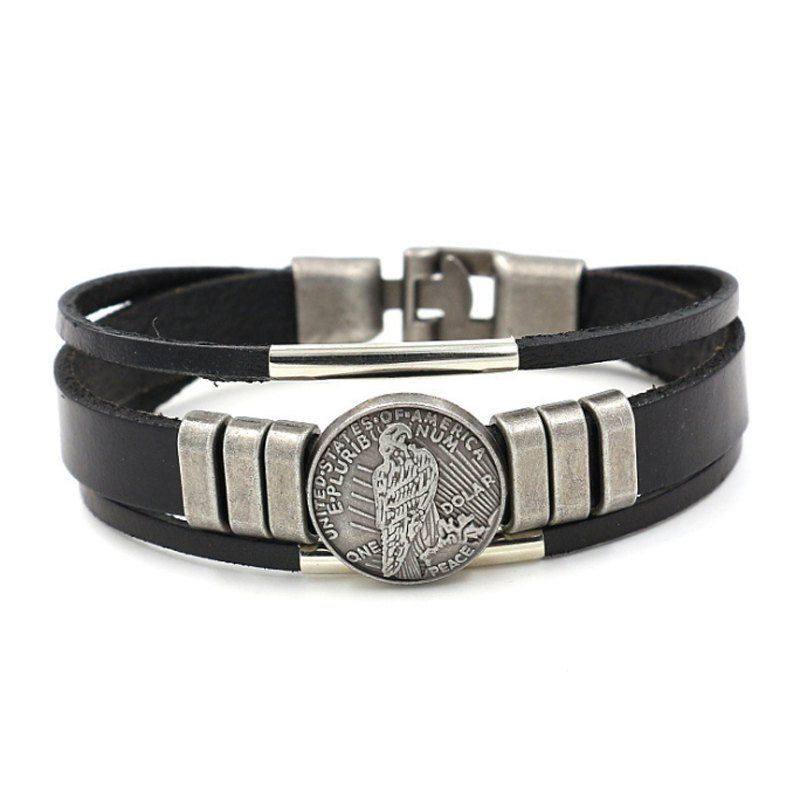 

Simple Leather Bracelet 0129 Ornaments Gifts, Black