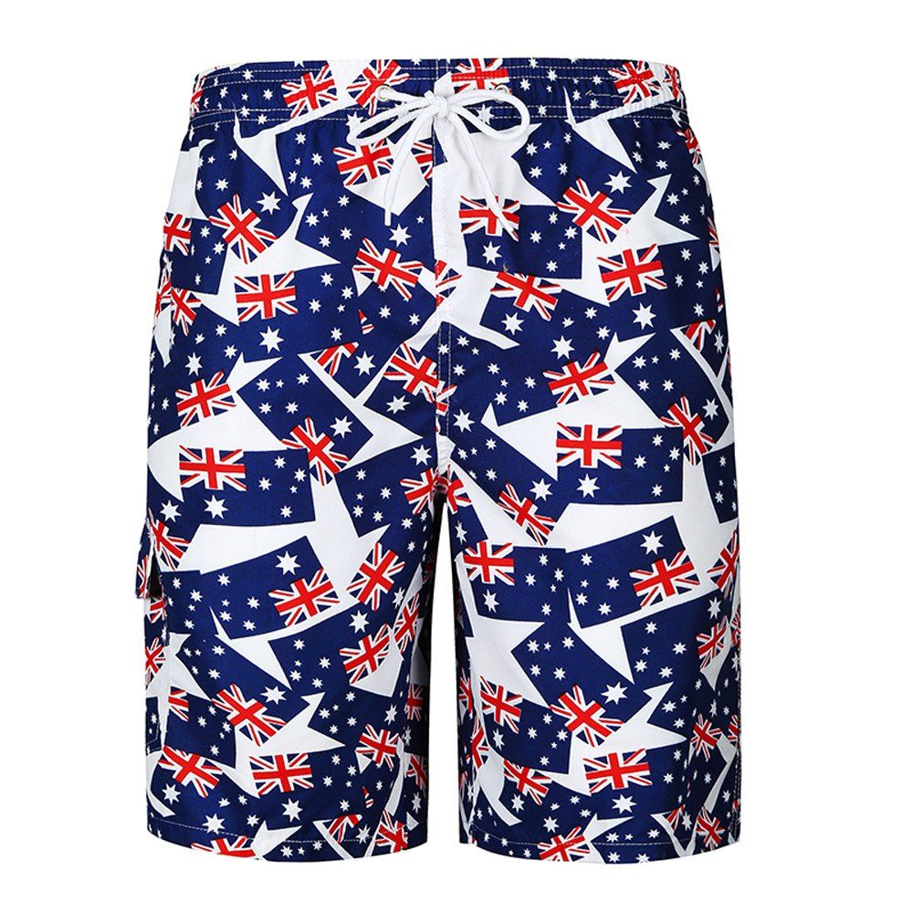 

2018 New Men's Fashion Features Flag Print Beach Shorts Casual Shorts, Midnight blue