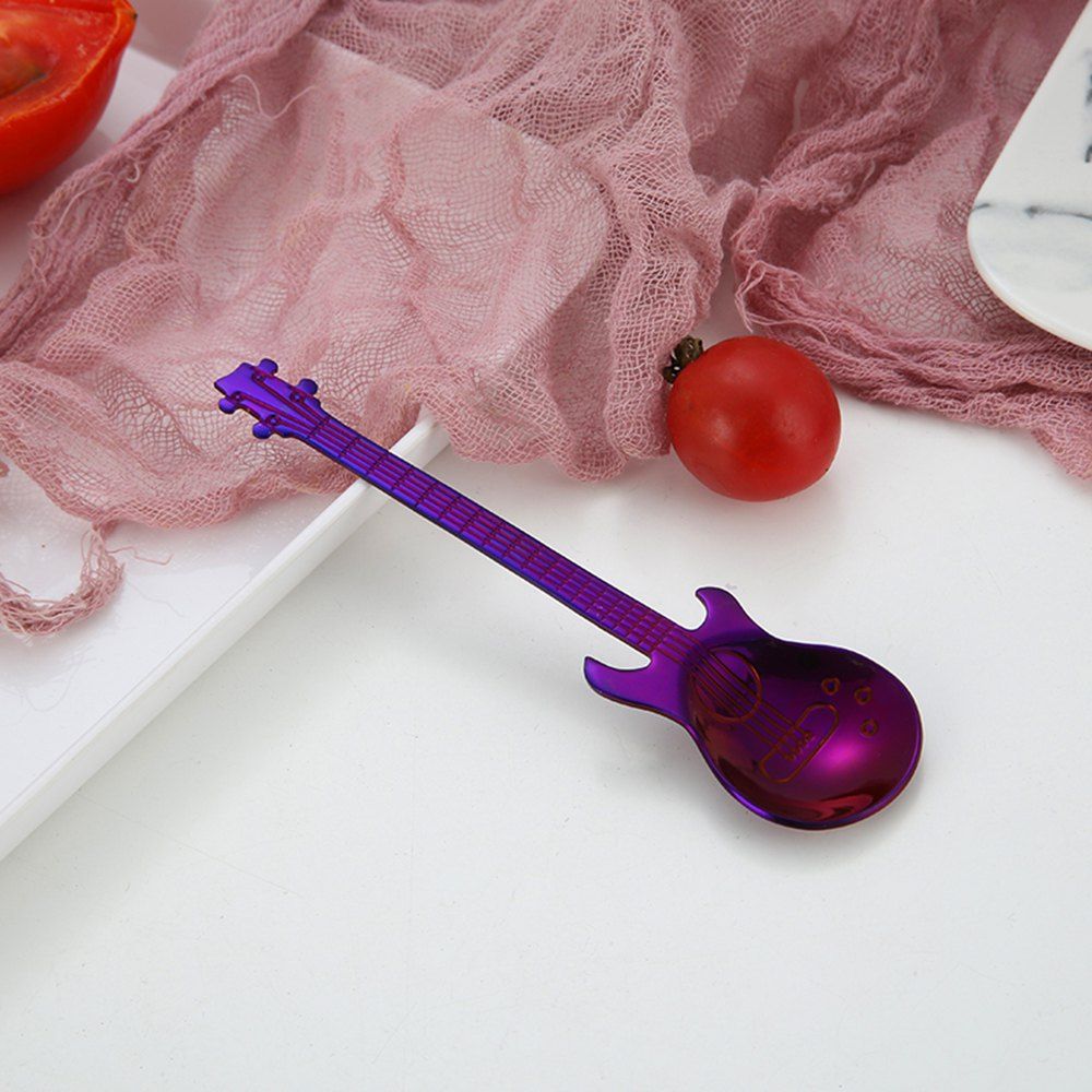 

Guitar-Shaped 304 Stainless Steel Coffee Stirring Spoon, Purple