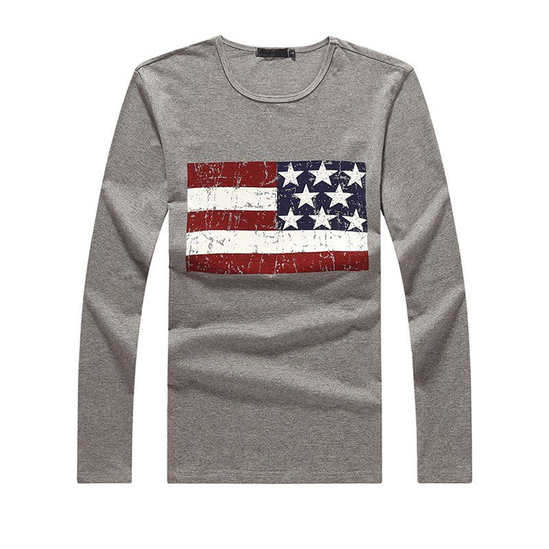 

Slim Fashion Star Print T-shirt, Gray