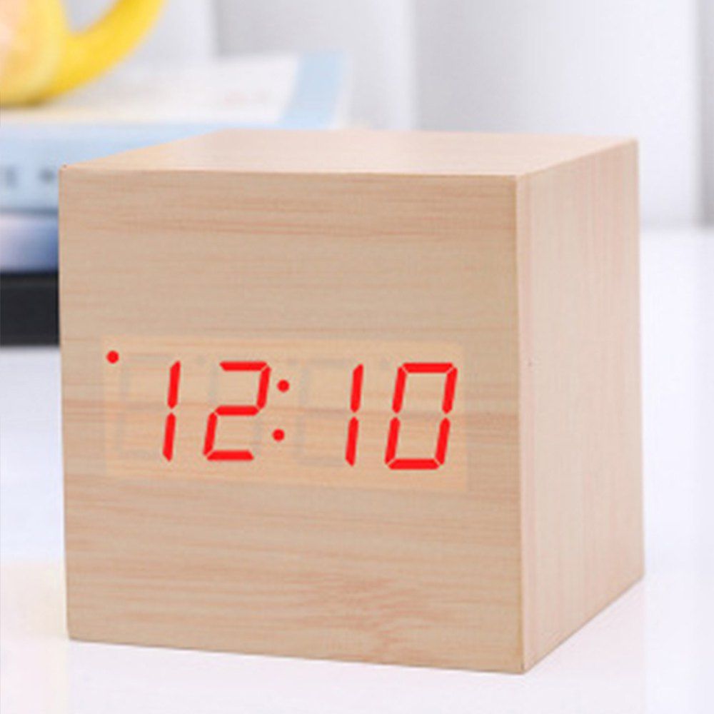 

Led Mini Wood Electronic Clock, Brown sugar
