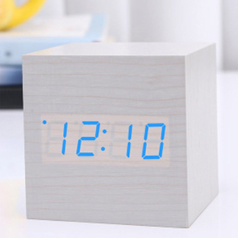 

Led Mini Wood Electronic Clock, White