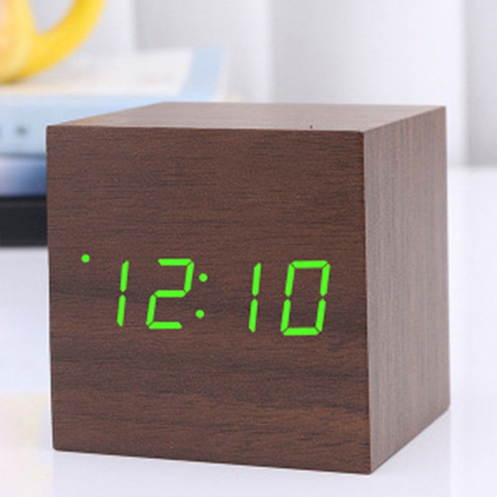 

Led Mini Wood Electronic Clock, Deep brown