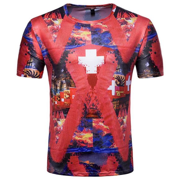 Un nouveau T-shirt à manches courtes pour la Coupe du monde russe - Rouge 3XL