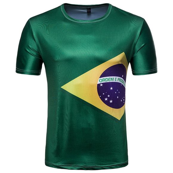 T-shirts à manches courtes imprimés numériques Coupe du monde pour hommes russes - Vert Armée 2XL