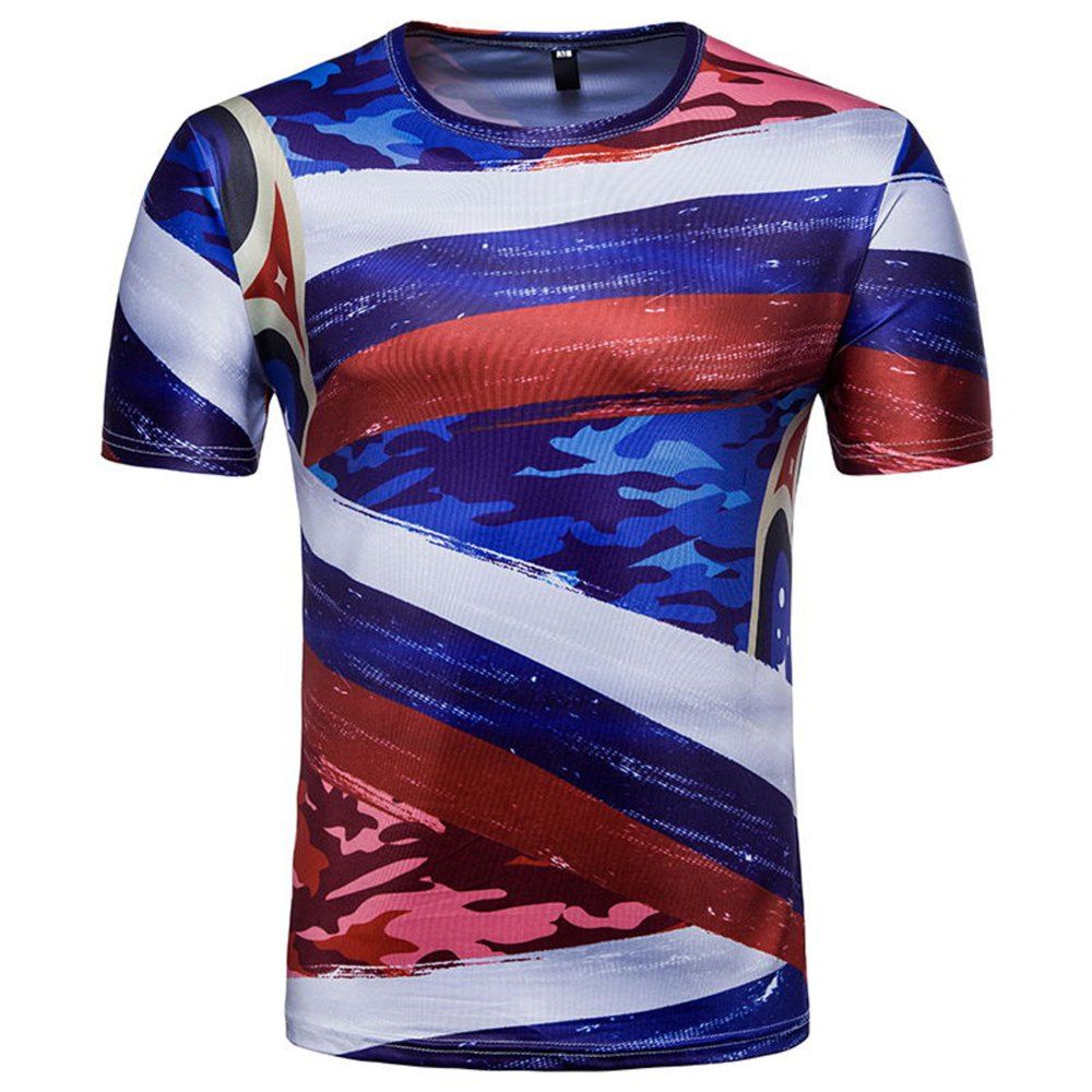 

Men's Colorful Fan Print T-Shirts., Blue