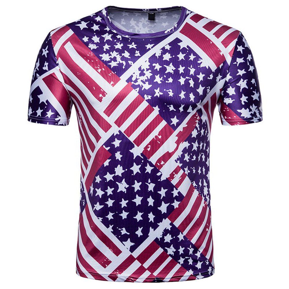 

Men's Star Printed Short Sleeve T-Shirts, Violet
